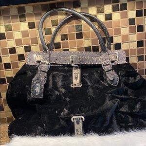 Fendi Black Velvet Bag with Logo details